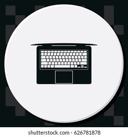 View from above on laptop simple flat icon. Top view illustration.