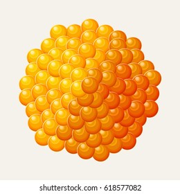 View from above of red caviar vector illustration.