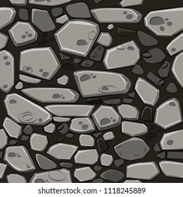 View from above seamless background texture gray stones. Vector illustration For Ui Game element