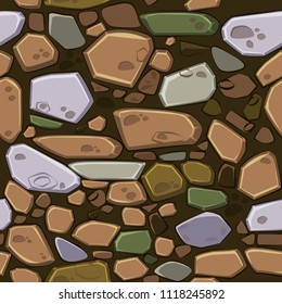 View from above seamless background texture colored stones. Vector illustration For Ui Game element