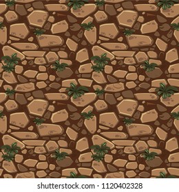 View from above seamless background texture brown stones. Vector illustration For Ui Game element