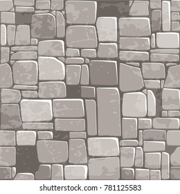 view from above seamless background texture grey stone wall. Vector illustration For Ui Game element
