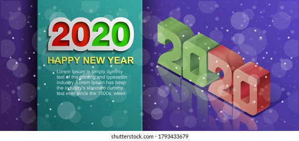 View of the abstract Isometric background dedicated to the New Year 2020, Isometric technology for new year holiday posters and banners, Vector illustration