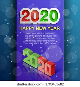 View of the abstract Isometric background dedicated to the New Year 2020, Isometric technology for new year holiday posters and banners, Vector illustration