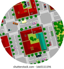 View From An Aircraft At The City's Streets, Circular Cutout