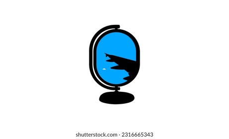 view from the airplane window, globe shape, high quality vector