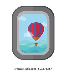 View from airplane window, Hot air Balloon