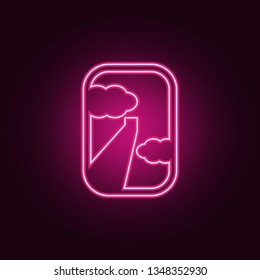 view from the airplane window icon. Elements of Airport in neon style icons. Simple icon for websites, web design, mobile app, info graphics
