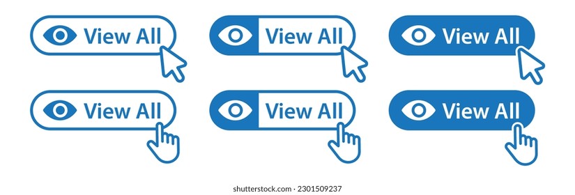 Alle anzeigen mit dem Cursorsymbol. Alle Schaltflächensymbole anzeigen, Vektorgrafik