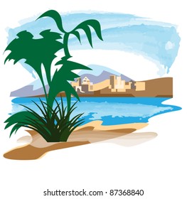 View of the ancient city, located on the Gulf coast in the equatorial zone