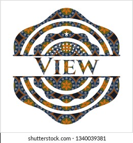 View arabic badge background. Arabesque decoration.
