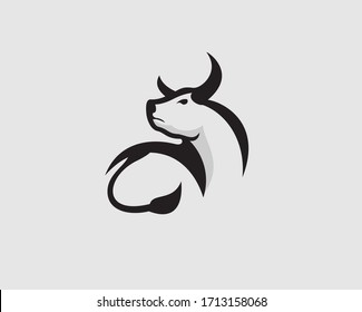 view back ass bull look back logo design inspiration