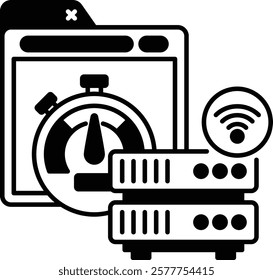 View Bandwidth Usage vector icon design, Web hosting service Symbol, Computing machines Sign, Internet Application Management stock illustration, Host Access Control concept