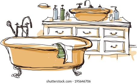 Las vistas a la bañera en el cuarto de baño 