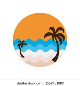 View of the beach in the afternoon Vector Illustration