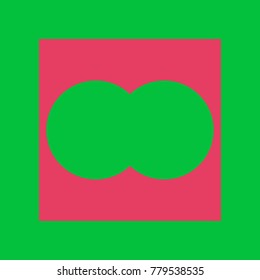View binoculars icon. Vector. Paradise pink icon on dark pastel green background.