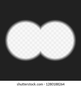 View from the binoculars, isolated on transparent background. Framework for military or hunting. Vector illustration ESP 10.