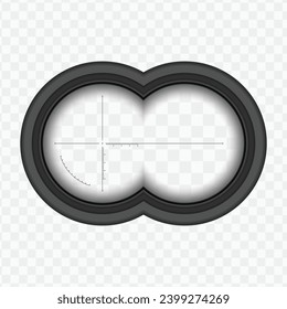 View from the binoculars with measurement marks. Scope template.