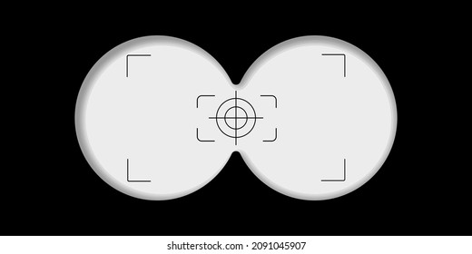 View from the binoculars view vector military lens vision. Spy binocular view observation sighting isolated aim viewfinder in transparent background