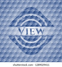 View blue badge with geometric pattern.