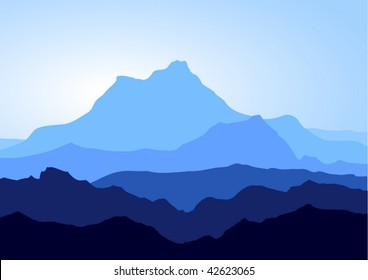 View of blue mountains - vector