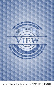View blue polygonal emblem.