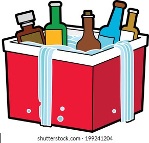 The view of bottle in the ice box 
