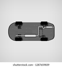View from the bottom of a car. Vector illustration