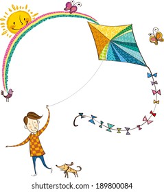 The view of boy fly kite in the sky 