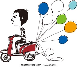 The view of boy on the bike 