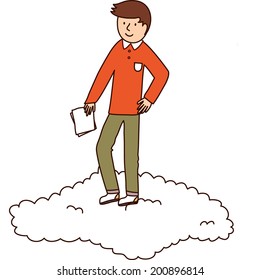 The view of boy on the cloud 