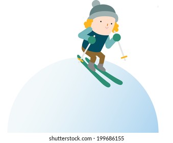 The view of boy is skiing 