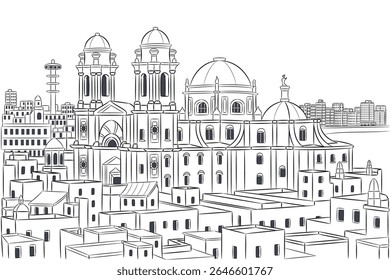 View of Cadiz with Cathedral, Spain
