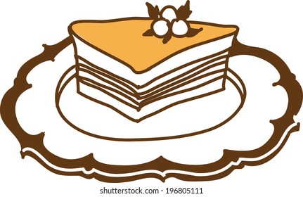 The view of a cake on the plate 