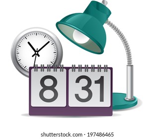 The view of calendar with desk lamp     