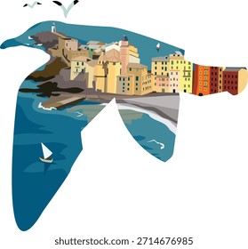 vista de Camogli na forma de uma gaivota