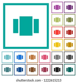 View carousel flat color icons with quadrant frames on white background