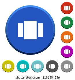 View carousel round color beveled buttons with smooth surfaces and flat white icons