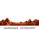 View from cave or tunnel vector frame in cartoon style. Cave landscape with place for text. Flat cartoon illustration with blank center