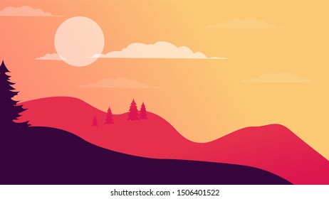 View of a chain mountain With gradient landscape