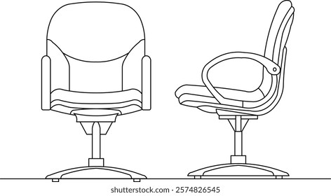 View of the chair from the front and side