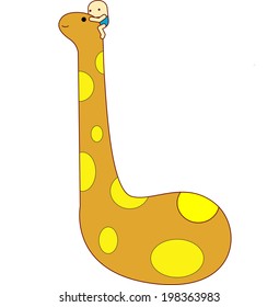 The view of character on the giraffe 