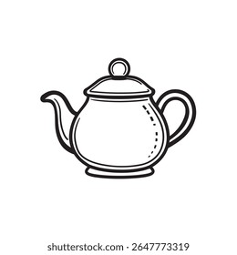 Ver um delineamento charmoso bule preto e branco, perfeito para adicionar um toque de elegância vintage a vários projetos criativos. O fundo transparente proporciona grande versatilidade.