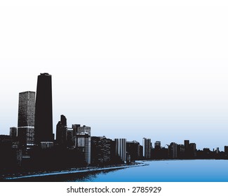 View of Chicago skyline from Lake Michigan