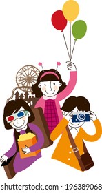 The view of children in the amusement park 