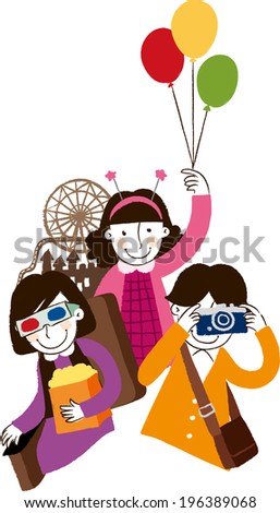 The view of children in the amusement park 