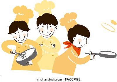 The view of children are cooking 