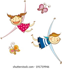The view of children are flying 