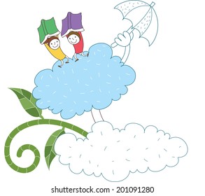 The view of children on the cloud 