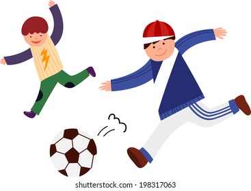 The view of children are playing a soccer 
